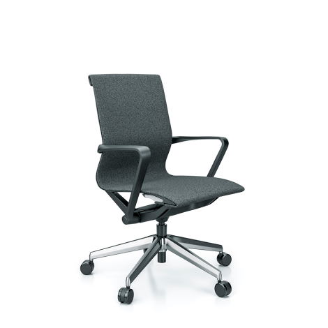 Cadeira para escritório giratória 44102 Auto Regulável - Linha Aura - Braço - Estrutura Preta - Cavaletti - Base Alumínio