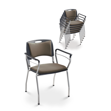 Cavaletti Coletiva - Cadeira Empilhável / Braços Integrados / Empilhamento máximo: 05 unidades