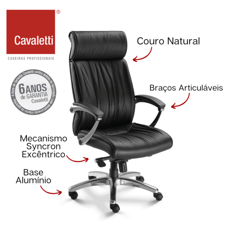 Cavaletti Prime - Presidente Giratória / Syncron Excêntrico / Braços Articuláveis / Base Alumínio