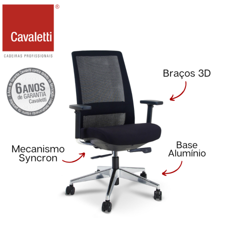 Cavaletti C4 - Presidente Giratória / Syncron / Braços 3D / Base em Alumínio